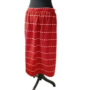 Vintage Striped Pleated Midi Skirt Size Small